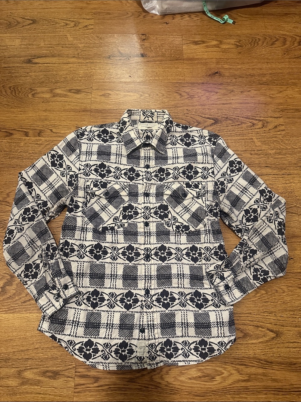 Denim & Supply Ralph Lauren Black & White  Long-Sleeve Shirt medium western
